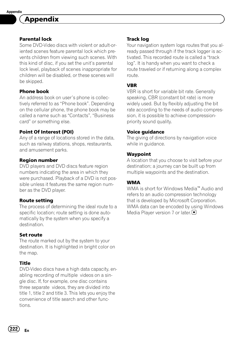 Appendix | Pioneer AVIC-Z120BT User Manual | Page 222 / 228