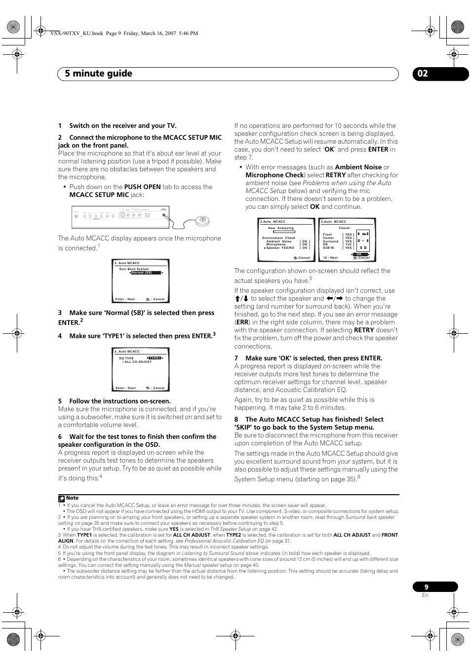 5 minute guide 02 | Pioneer Elite VSX-90TXV User Manual | Page 9 / 78