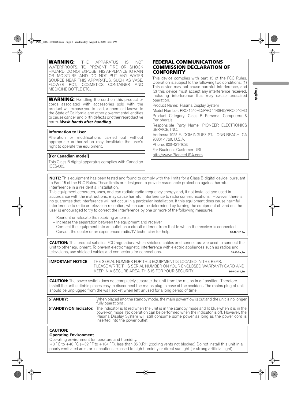 Pioneer PRO-940HD User Manual | Page 3 / 120
