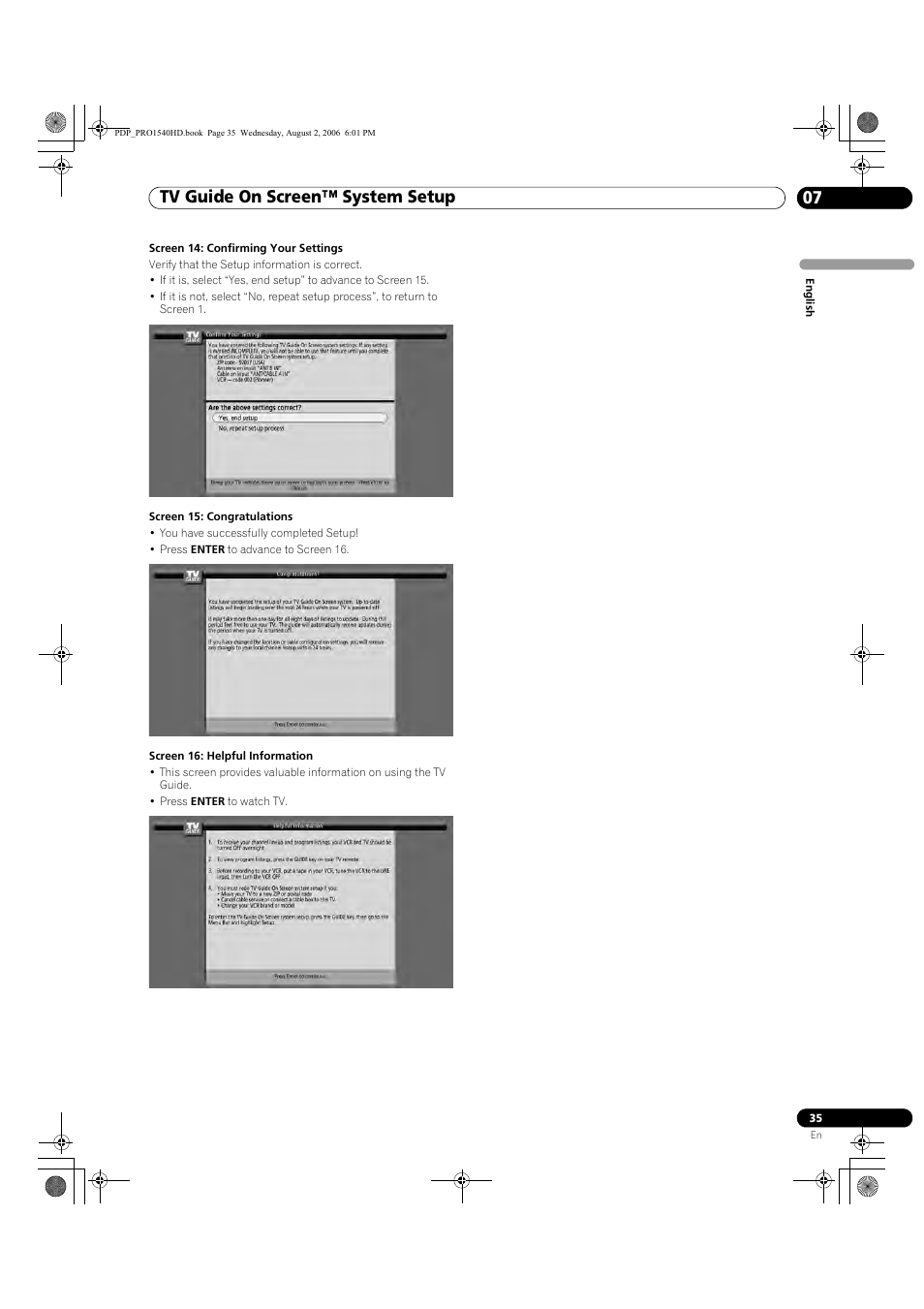 Tv guide on screen™ system setup 07 | Pioneer PRO-940HD User Manual | Page 35 / 120