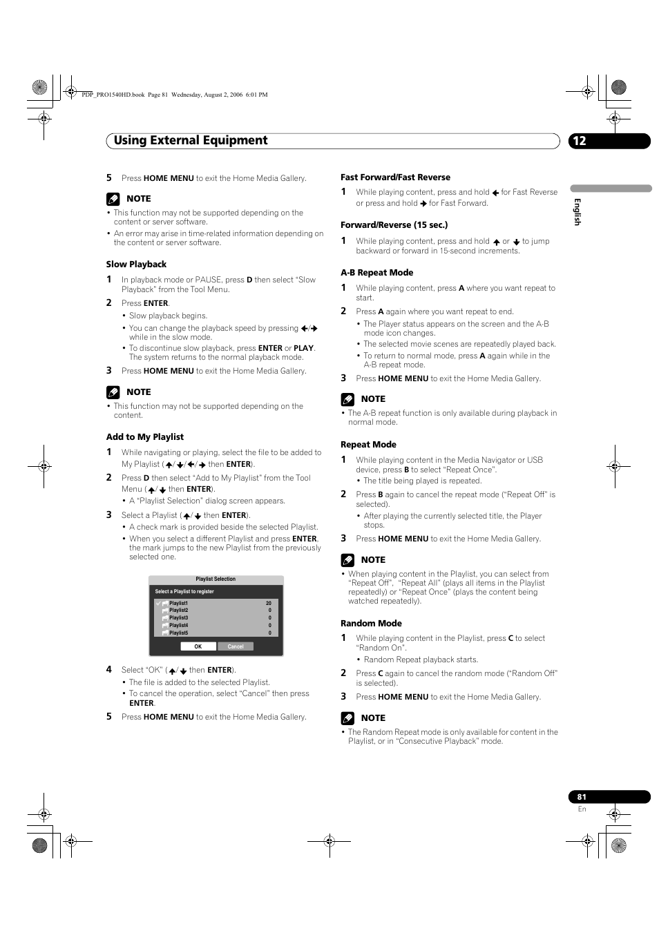 Using external equipment 12 | Pioneer PRO-940HD User Manual | Page 81 / 120