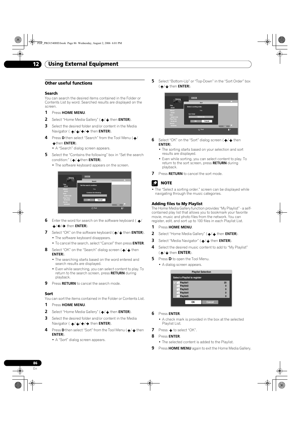 Other useful functions, Using external equipment 12 | Pioneer PRO-940HD User Manual | Page 86 / 120