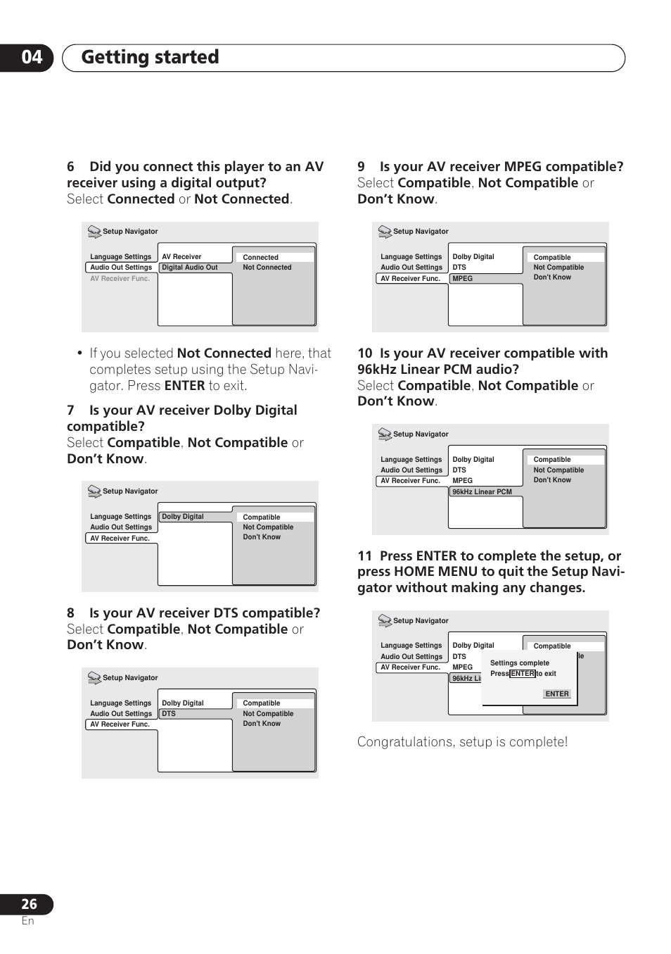 Getting started 04 | Pioneer DV-260 User Manual | Page 26 / 68