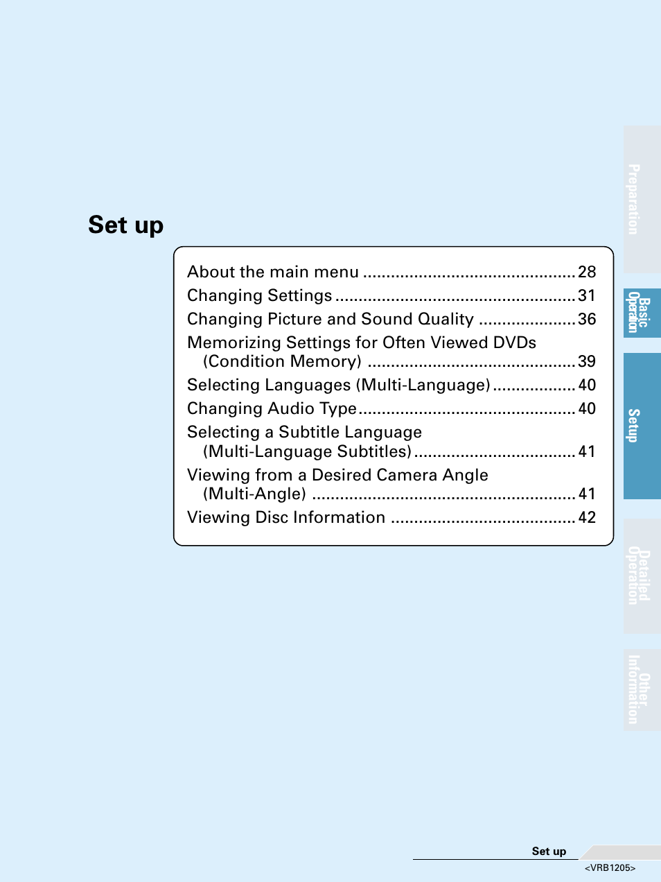 Set-up, Set up | Pioneer DV-05 User Manual | Page 27 / 62