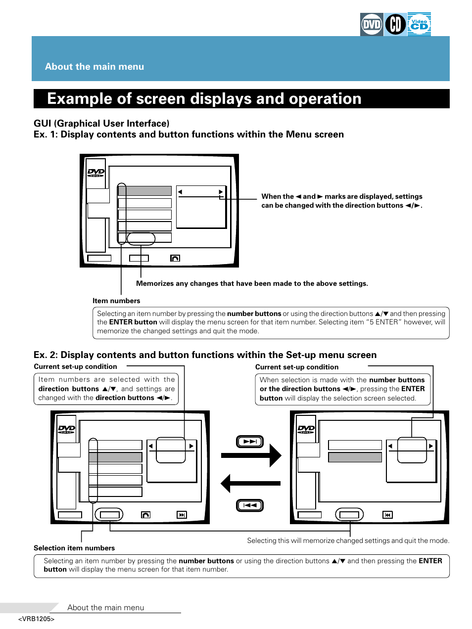 Example of screen displays and operation | Pioneer DV-05 User Manual | Page 30 / 62