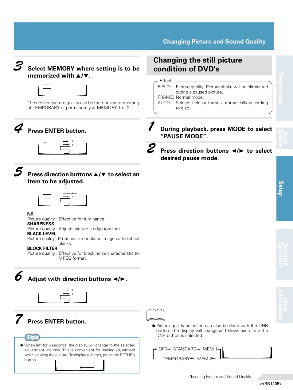 Changing the still picture condition of dvd's | Pioneer DV-05 User Manual | Page 37 / 62