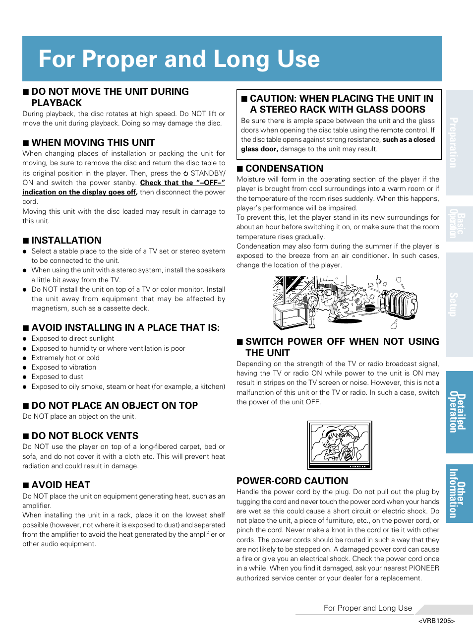 For proper and long use | Pioneer DV-05 User Manual | Page 53 / 62