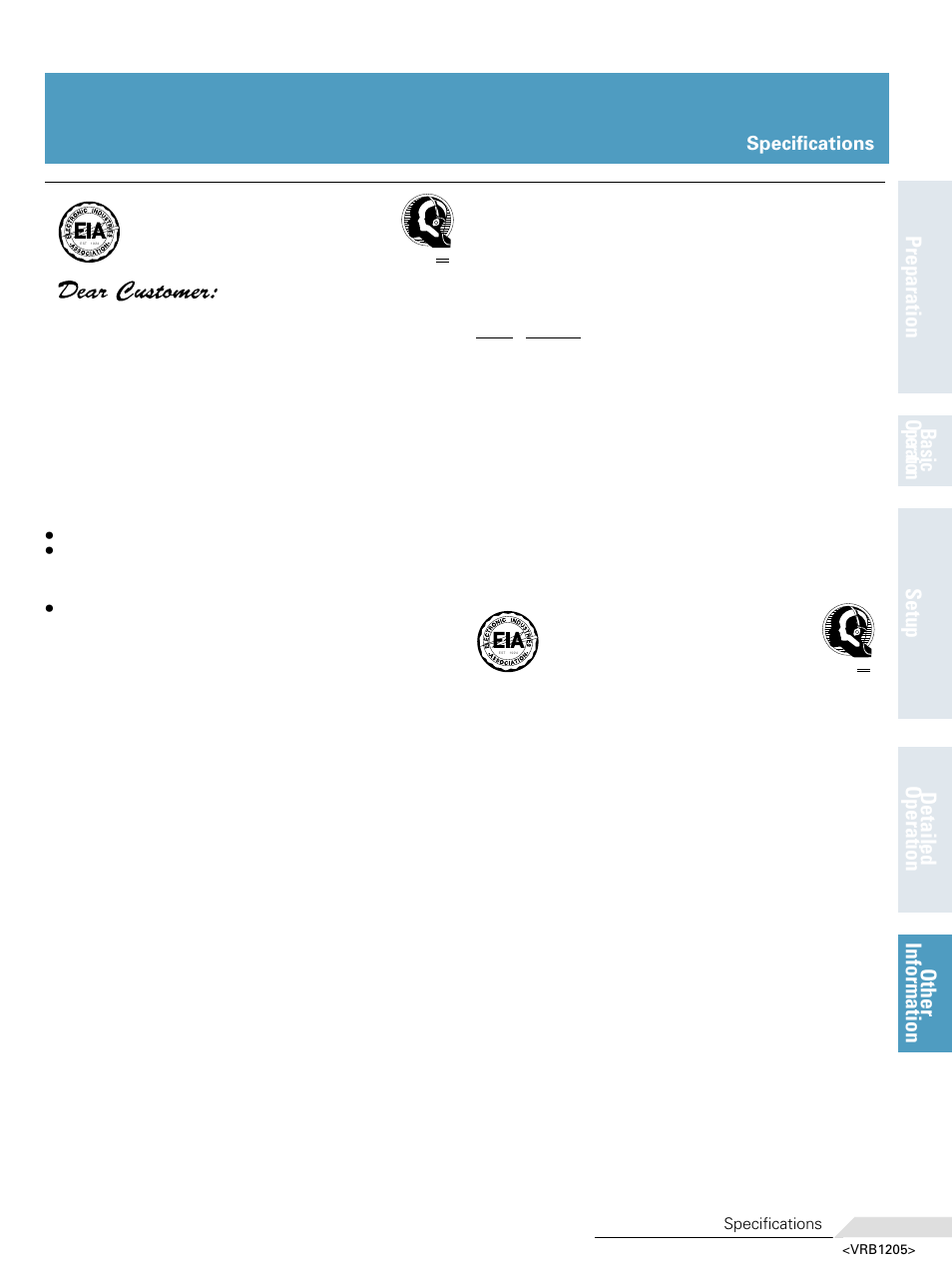 We want you listening for a lifetime, Specifications | Pioneer DV-05 User Manual | Page 61 / 62
