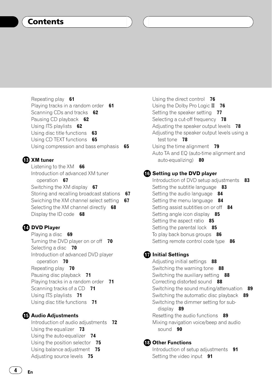 Pioneer AVH-P7500DVD User Manual | Page 4 / 112