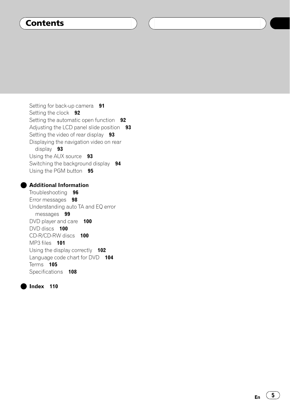 Pioneer AVH-P7500DVD User Manual | Page 5 / 112