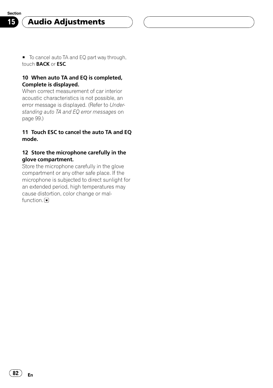 Audio adjustments | Pioneer AVH-P7500DVD User Manual | Page 82 / 112