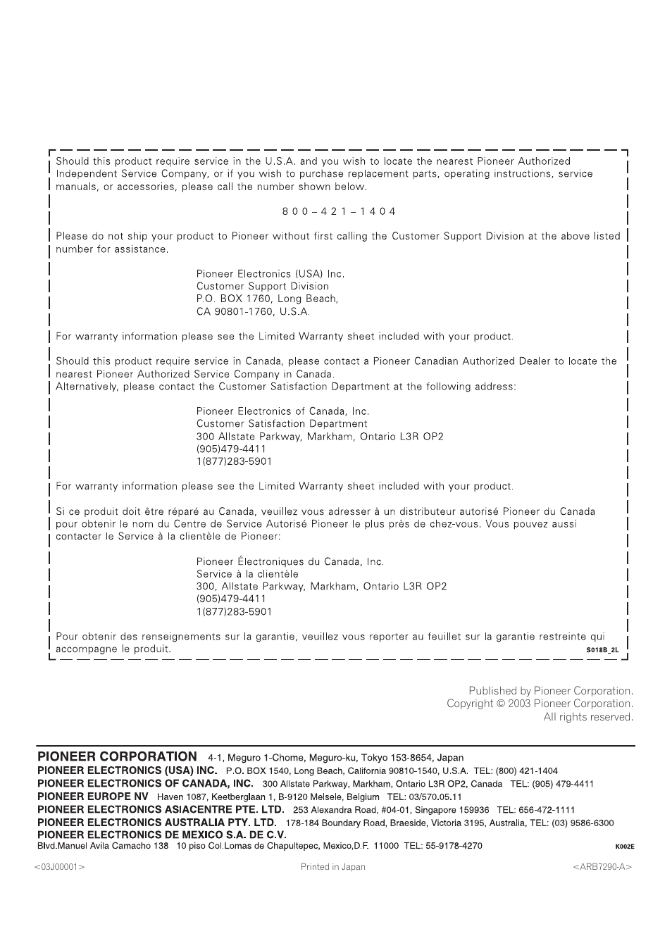 Pioneer VSX-59TXi User Manual | Page 112 / 112