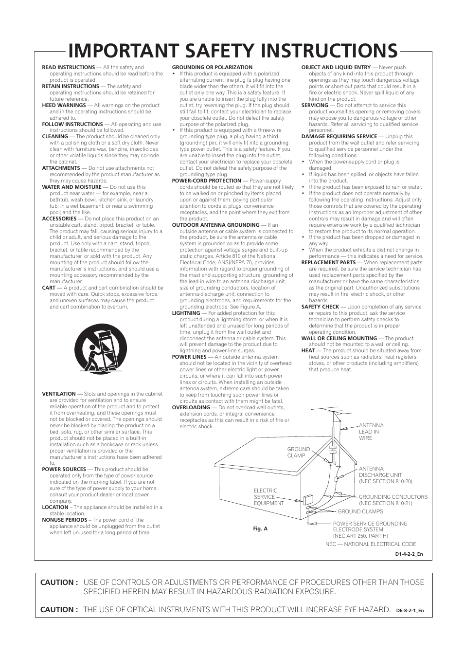 Important safety instructions | Pioneer VSX-59TXi User Manual | Page 3 / 112