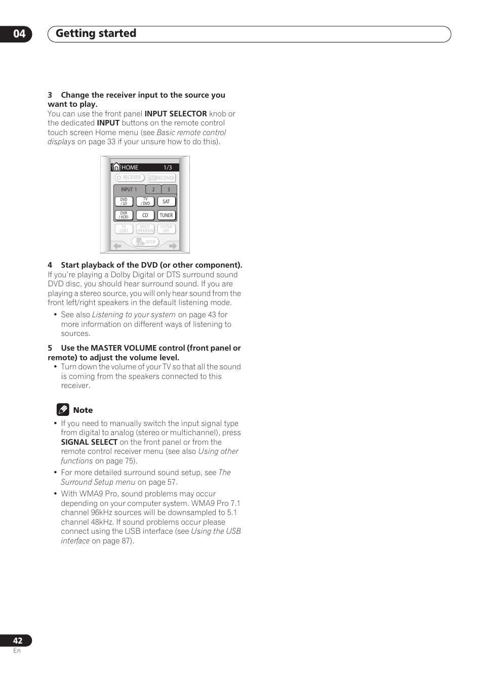 Getting started 04 | Pioneer VSX-59TXi User Manual | Page 42 / 112