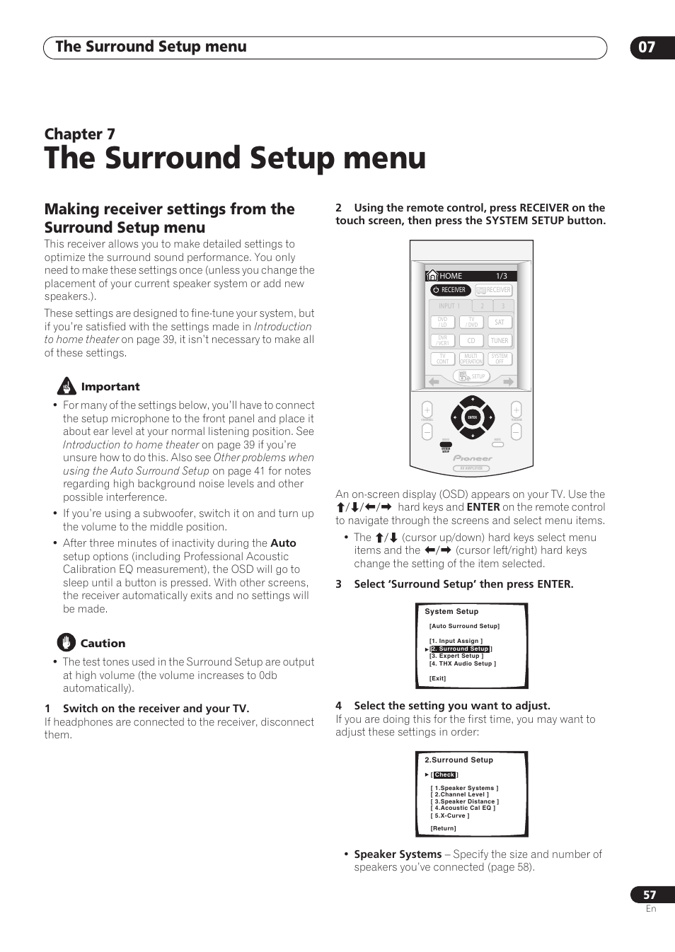 07 the surround setup menu, The surround setup menu, The surround setup menu 07 | Chapter 7 | Pioneer VSX-59TXi User Manual | Page 57 / 112