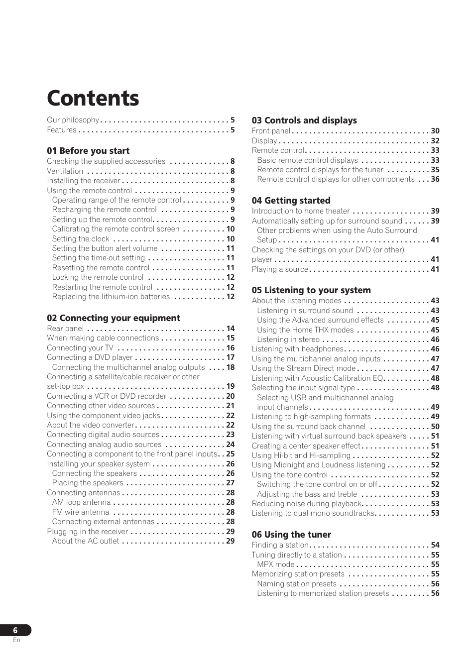 Pioneer VSX-59TXi User Manual | Page 6 / 112