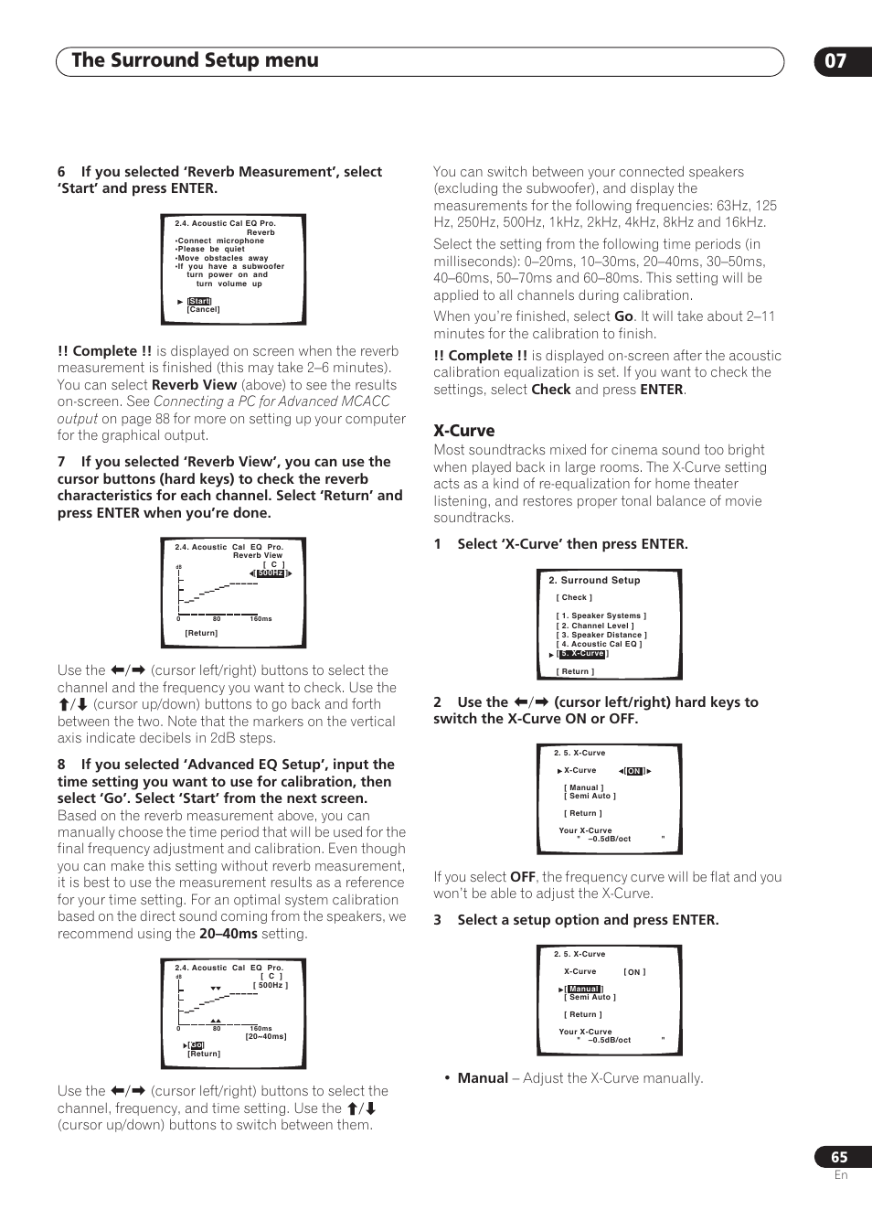 X-curve, The surround setup menu 07 | Pioneer VSX-59TXi User Manual | Page 65 / 112