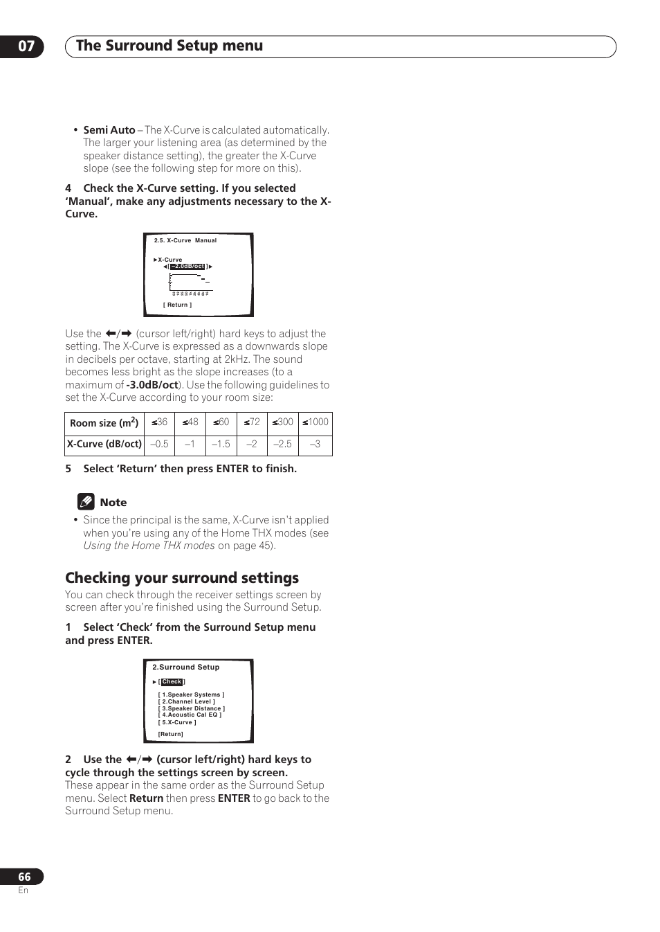 Checking your surround settings, The surround setup menu 07 | Pioneer VSX-59TXi User Manual | Page 66 / 112