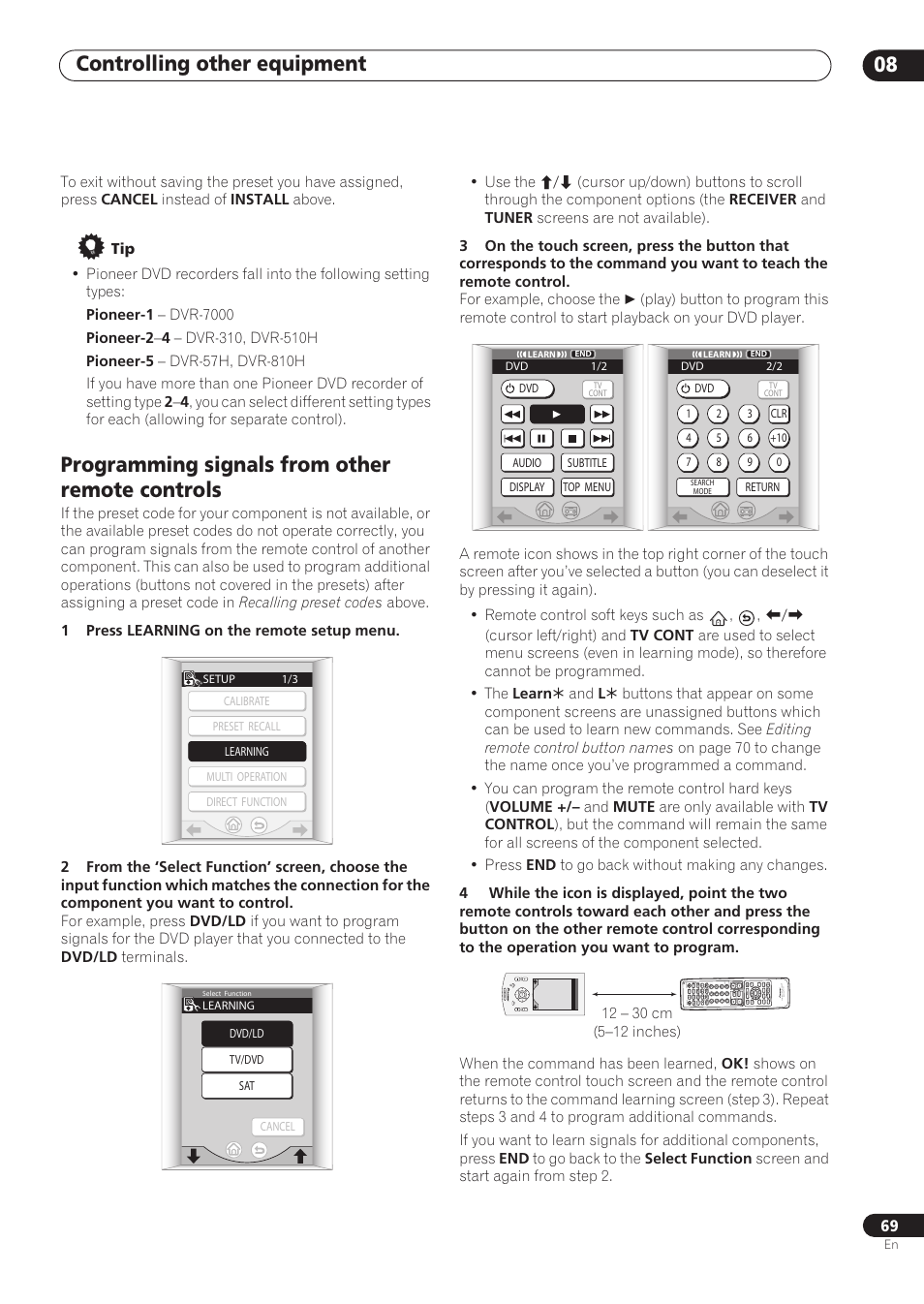 Programming signals from other remote controls, Controlling other equipment 08 | Pioneer VSX-59TXi User Manual | Page 69 / 112