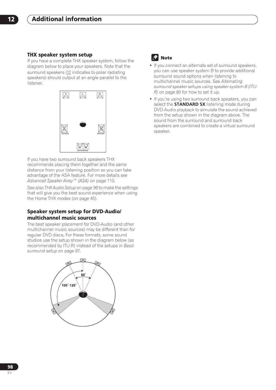 Thx speaker system setup, Additional information 12 | Pioneer VSX-59TXi User Manual | Page 98 / 112