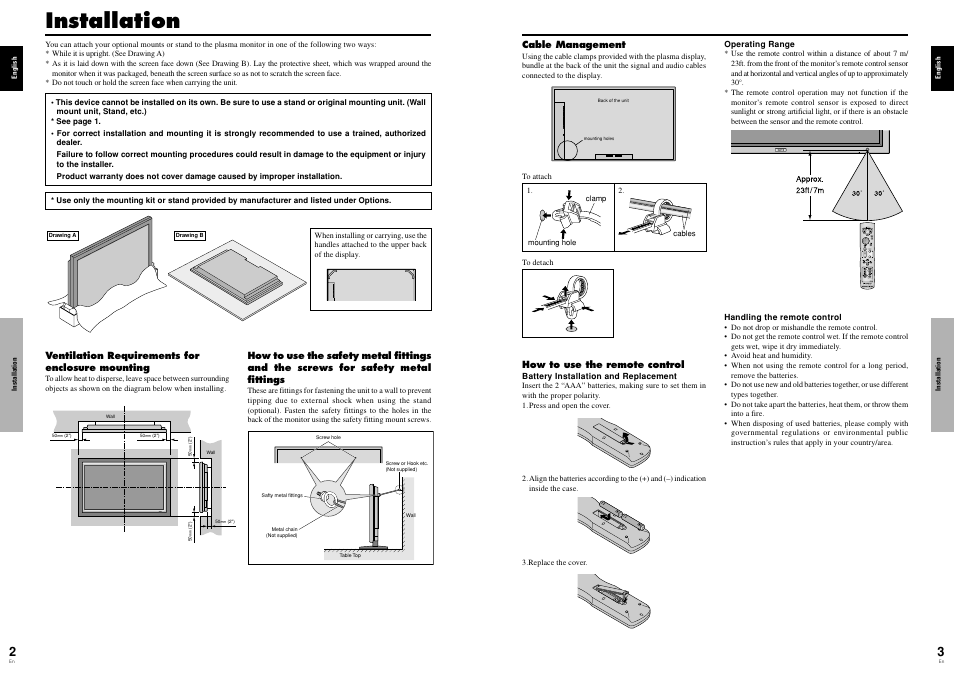 Installation | Pioneer Elite PureVision PRO 1410HD User Manual | Page 5 / 19