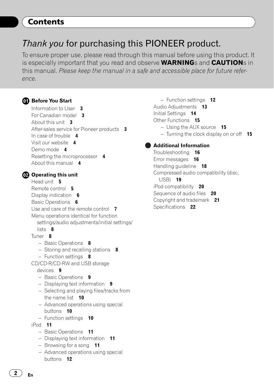 Pioneer DEH-3200UB User Manual | Page 2 / 80