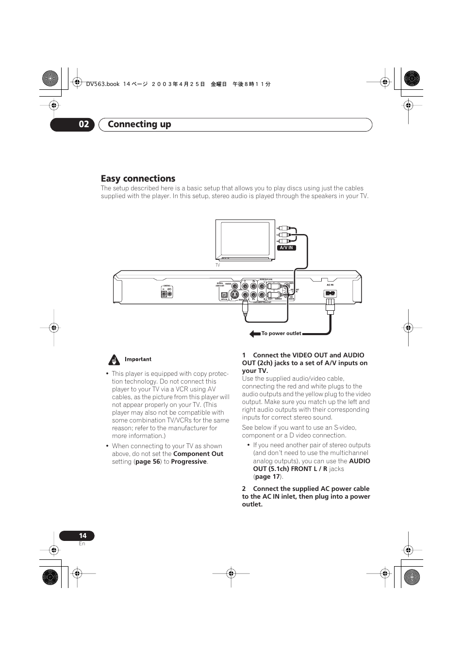 Easy connections, Connecting up 02 | Pioneer DV-667A-S User Manual | Page 14 / 88