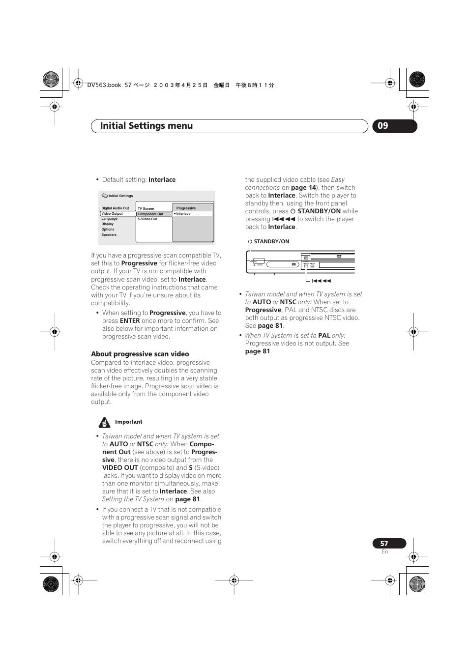 Initial settings menu 09 | Pioneer DV-667A-S User Manual | Page 57 / 88