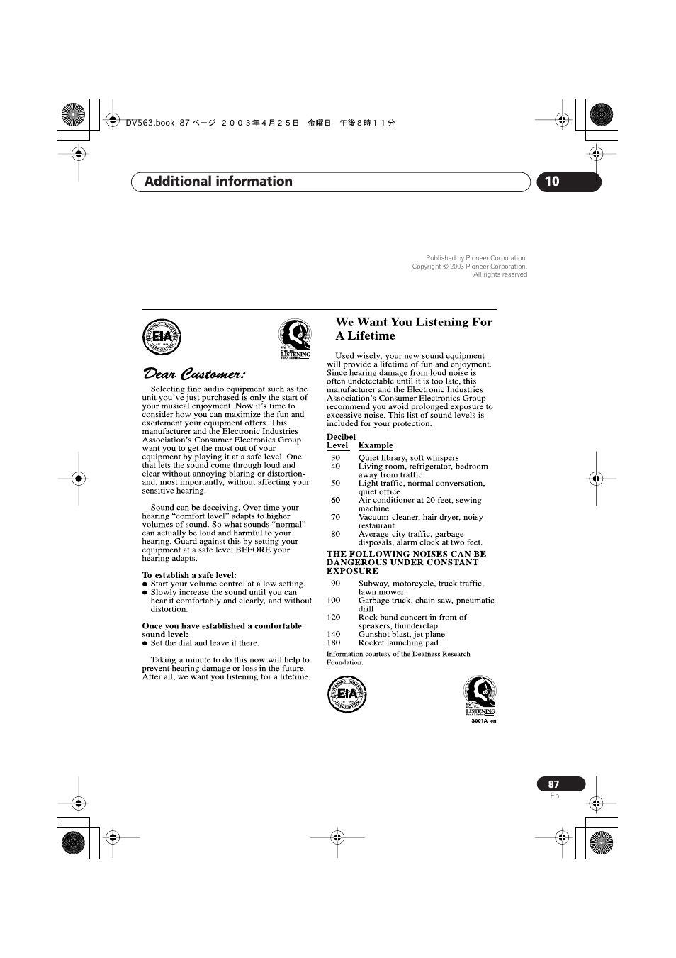 Additional information 10 | Pioneer DV-667A-S User Manual | Page 87 / 88