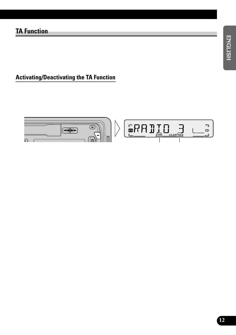 Ta function, Activating/deactivating the ta function | Pioneer KEH-P1010R User Manual | Page 13 / 88