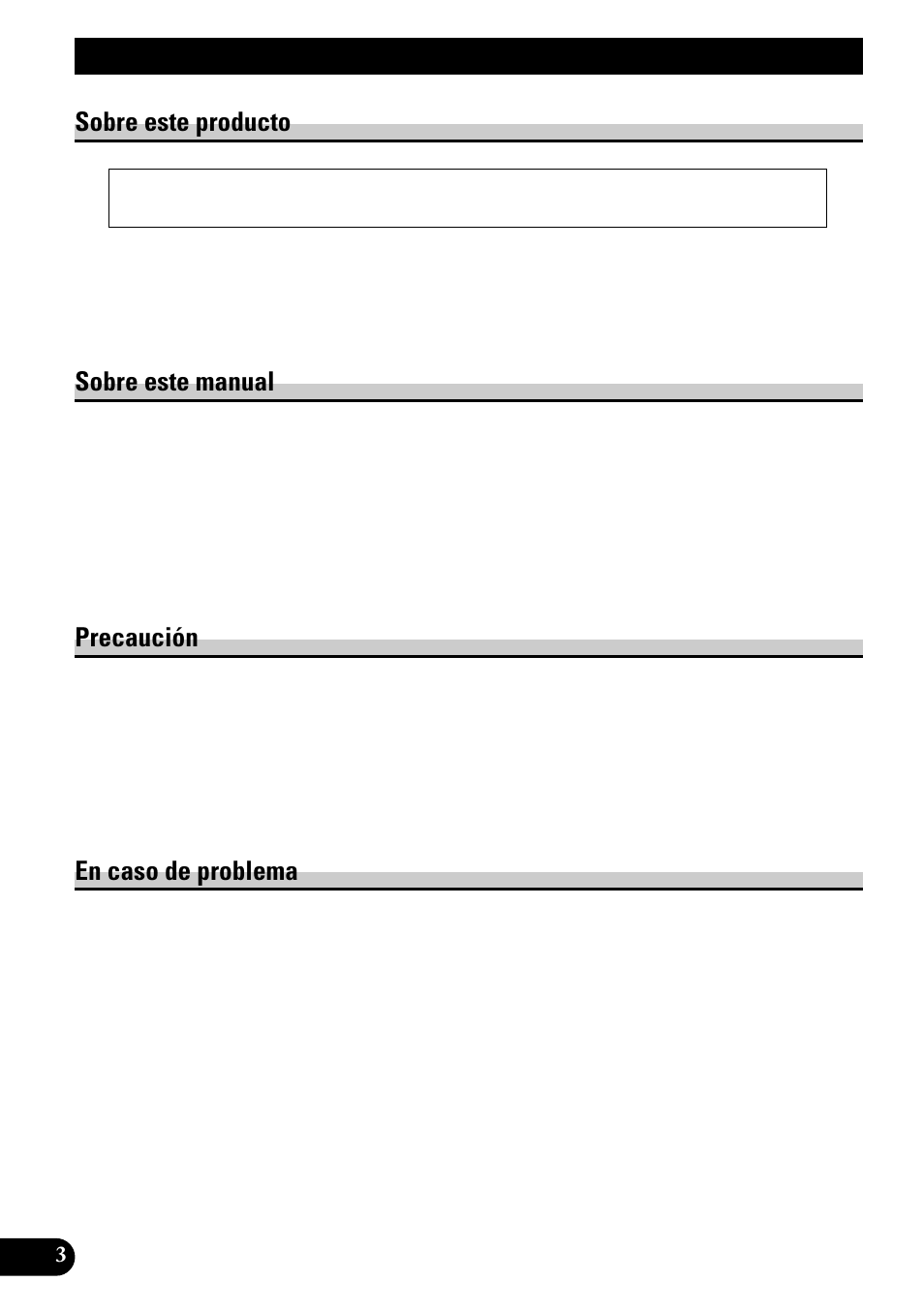 Antes de usar este producto, Sobre este producto, Sobre este manual | Precaución, En caso de problema | Pioneer KEH-P1010R User Manual | Page 32 / 88