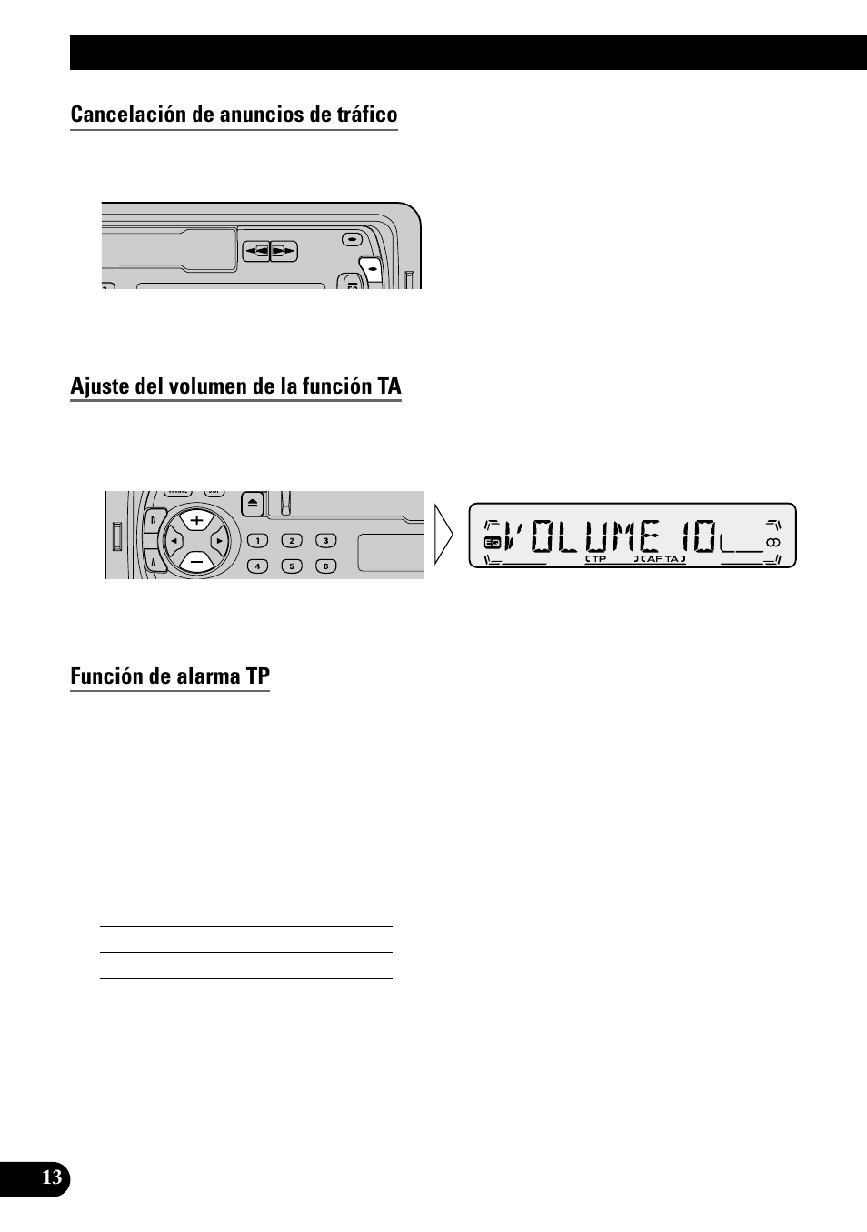 Cancelación de anuncios de tráfico, Ajuste del volumen de la función ta, Función de alarma tp | Uso de las funciones rds | Pioneer KEH-P1010R User Manual | Page 42 / 88