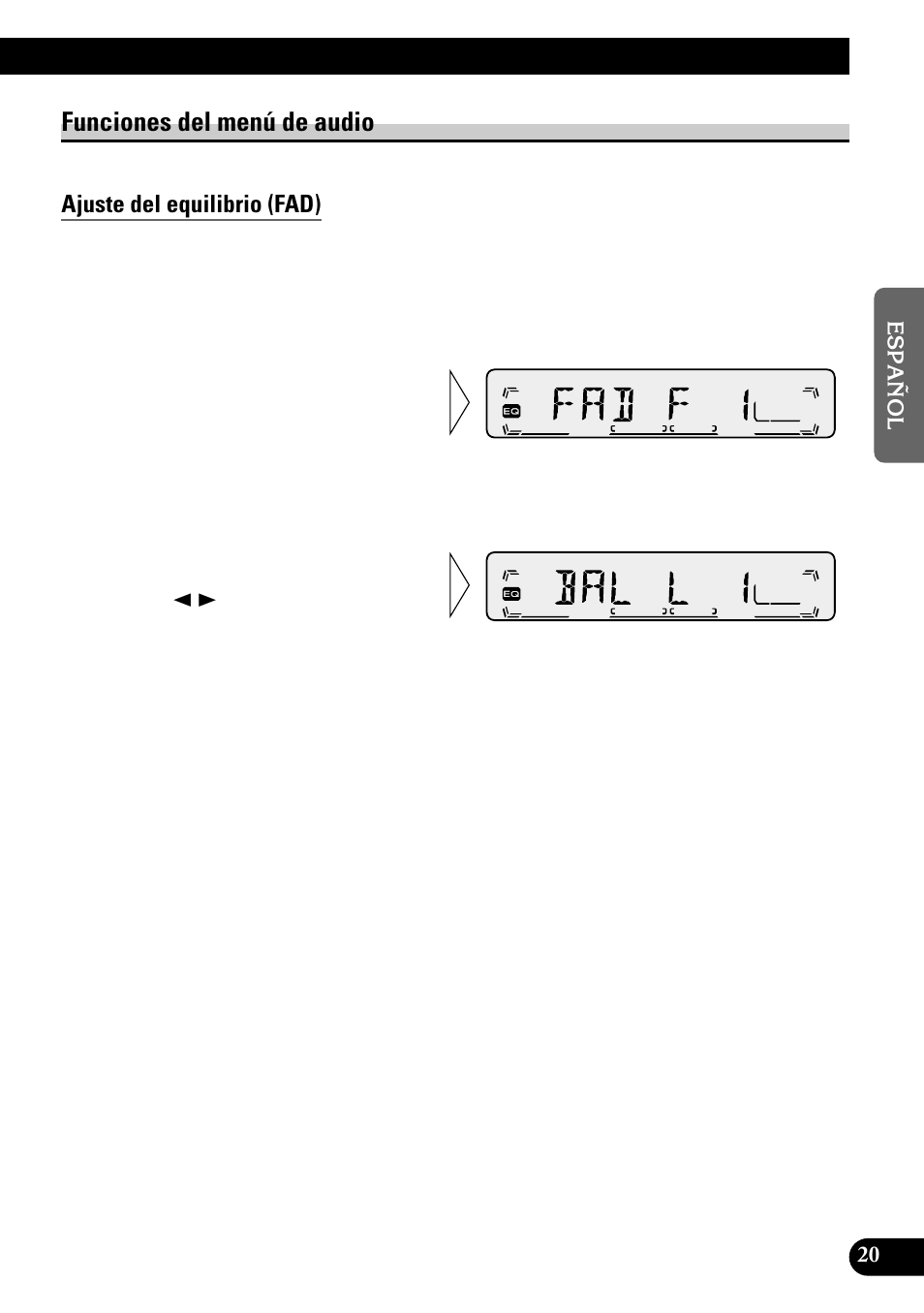 Funciones del menú de audio, Ajuste del equilibrio (fad) | Pioneer KEH-P1010R User Manual | Page 49 / 88