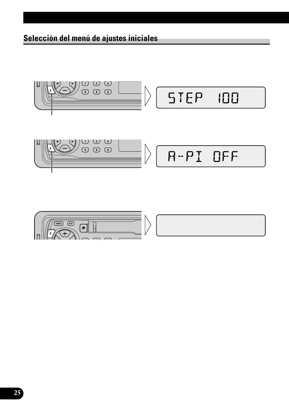 Ajustes iniciales, Selección del menú de ajustes iniciales | Pioneer KEH-P1010R User Manual | Page 54 / 88