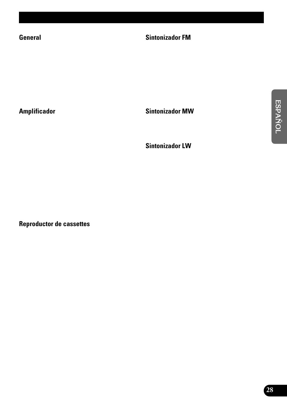 Especificaciones | Pioneer KEH-P1010R User Manual | Page 57 / 88