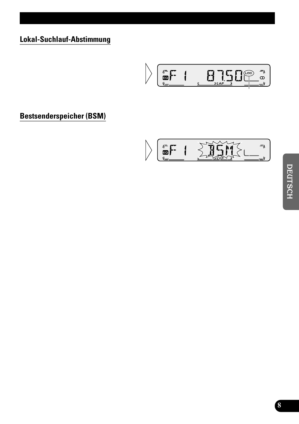 Tuner-betrieb, Lokal-suchlauf-abstimmung, Bestsenderspeicher (bsm) | Pioneer KEH-P1010R User Manual | Page 65 / 88