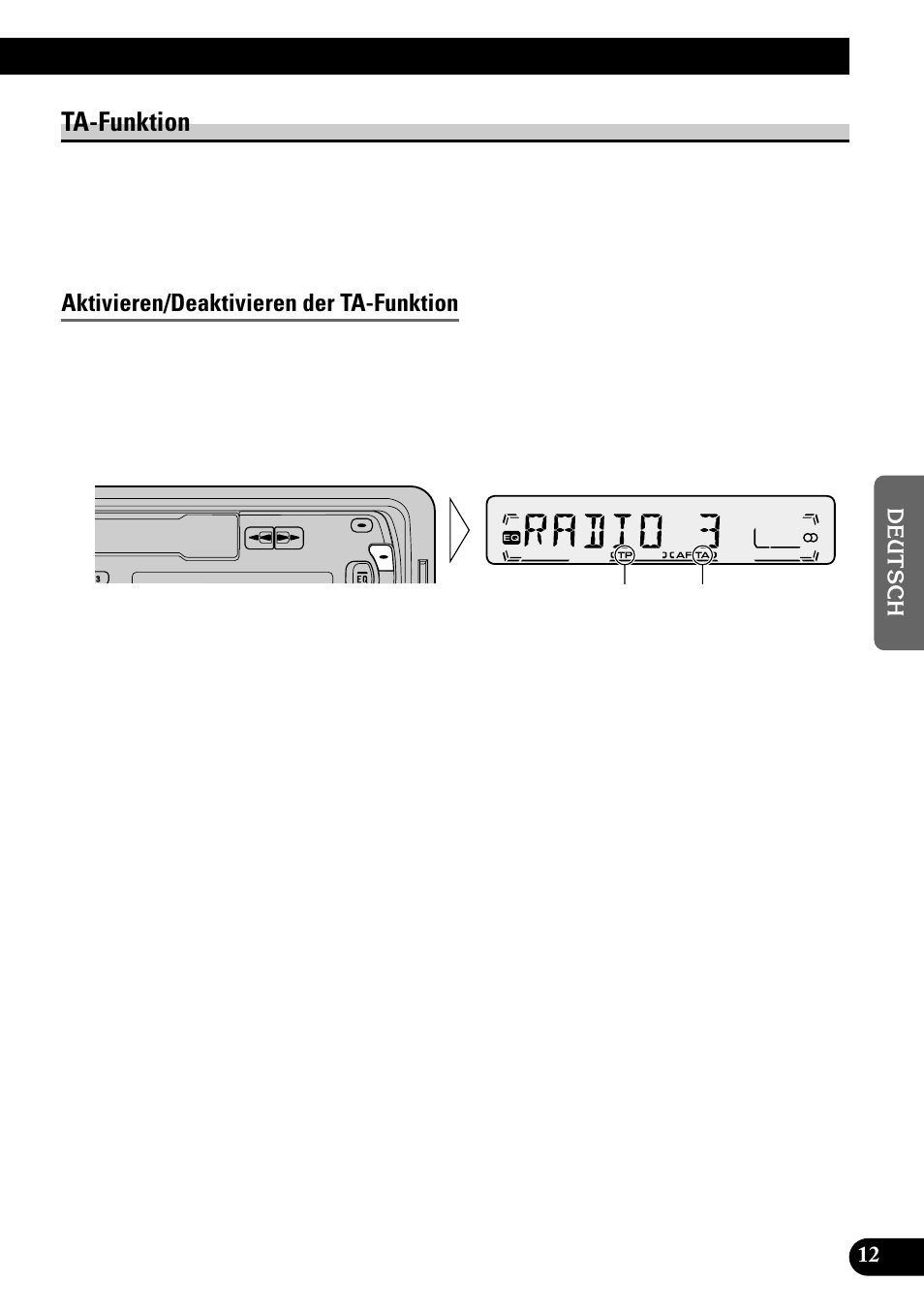 Ta-funktion, Aktivieren/deaktivieren der ta-funktion | Pioneer KEH-P1010R User Manual | Page 69 / 88