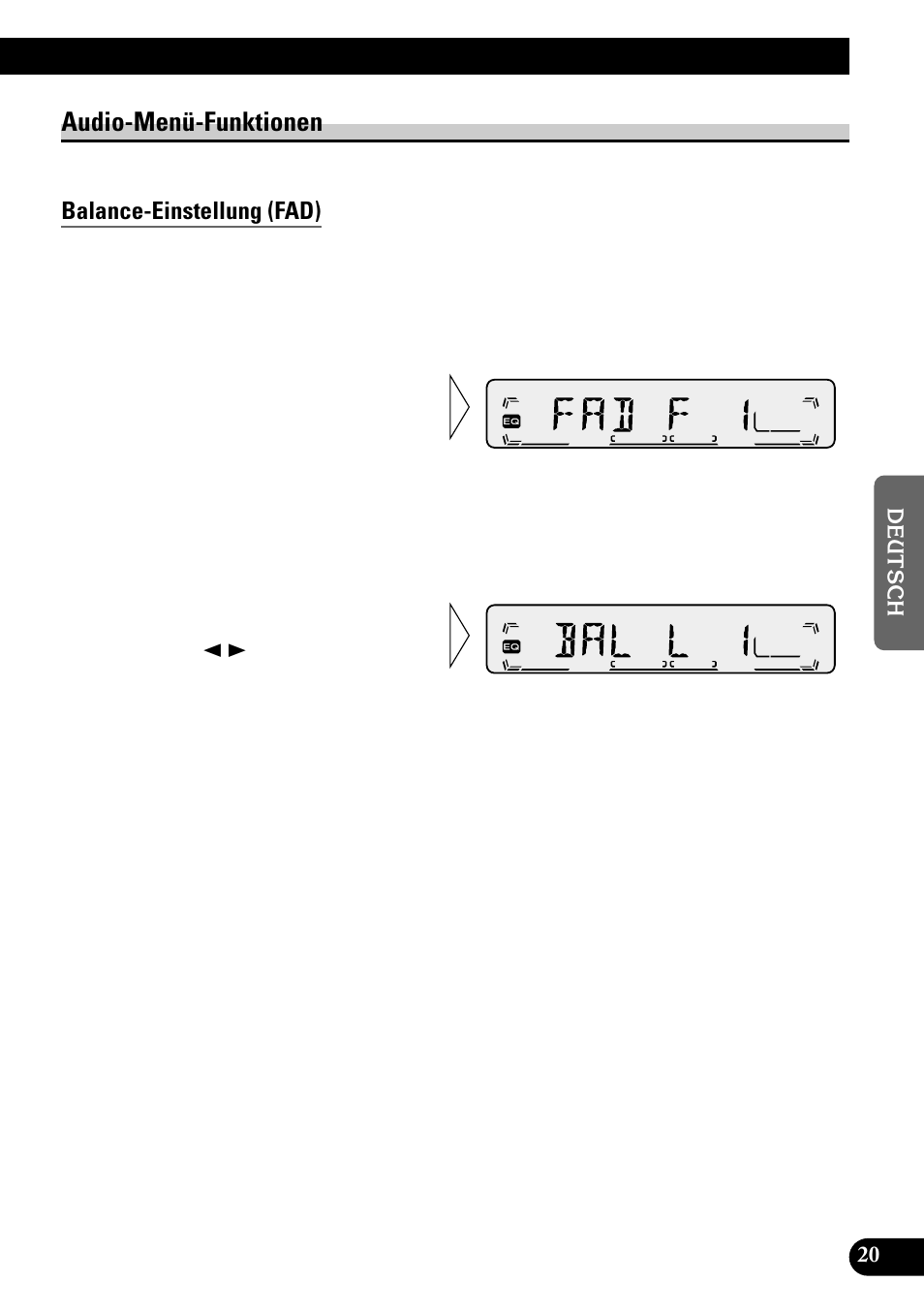 Audio-menü-funktionen, Balance-einstellung (fad) | Pioneer KEH-P1010R User Manual | Page 77 / 88