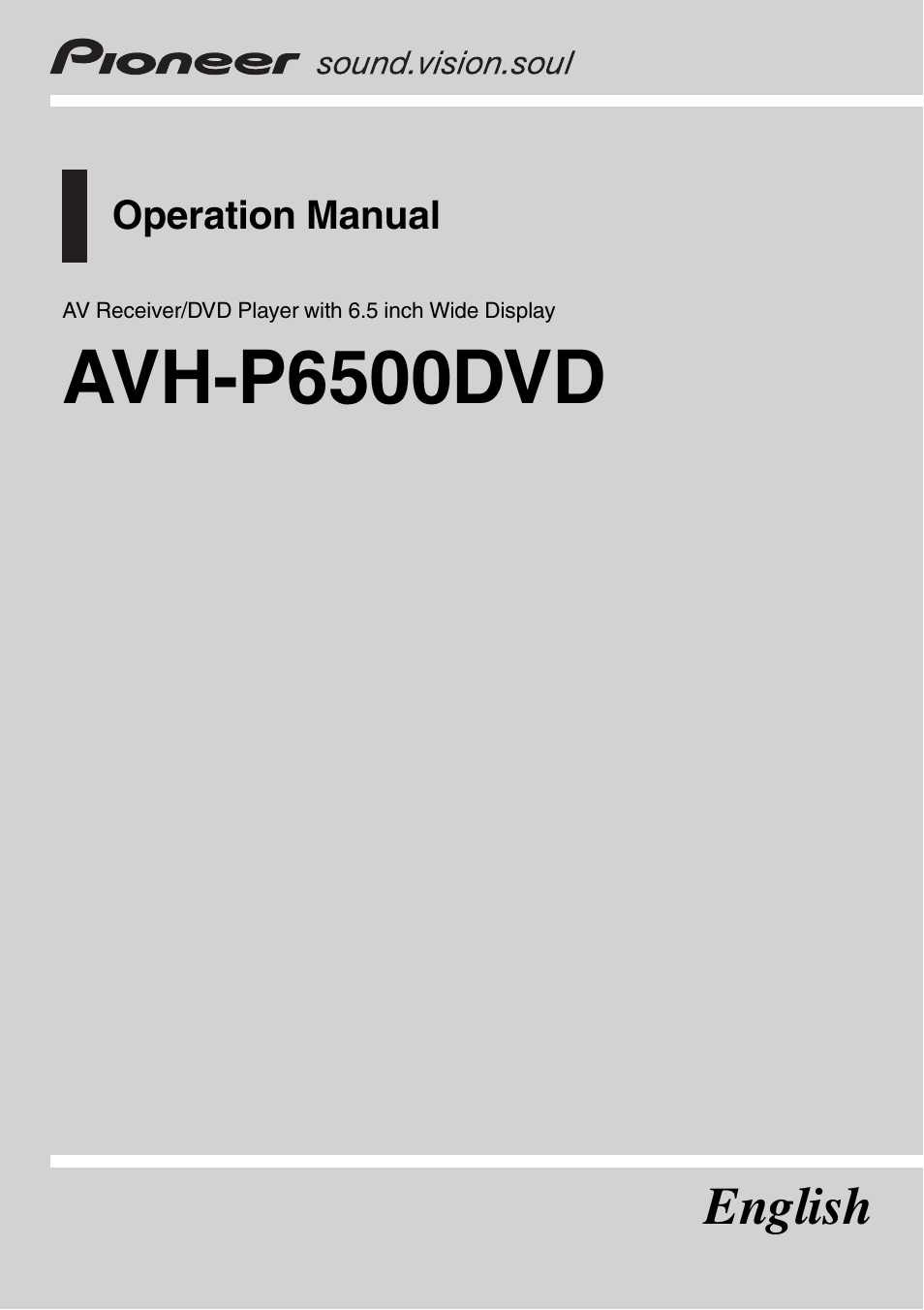 Pioneer AVH-P6500DVD User Manual | 108 pages