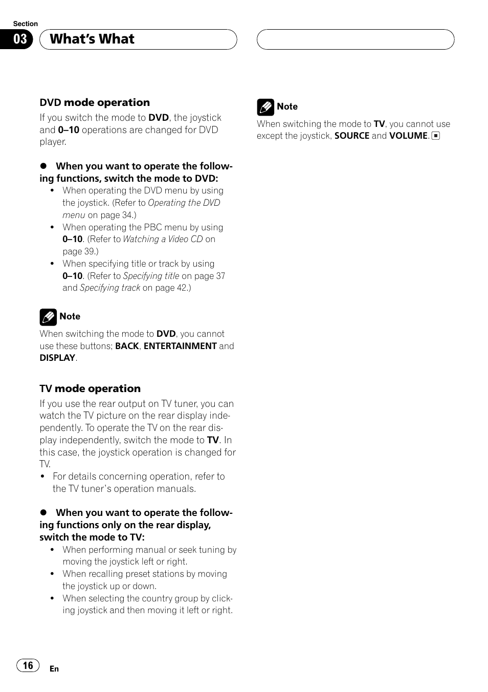 Whats what | Pioneer AVH-P6500DVD User Manual | Page 16 / 108