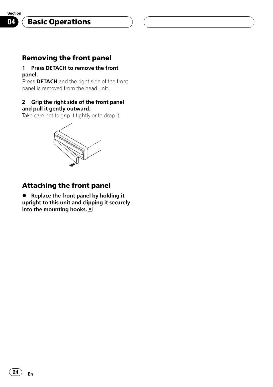 Basic operations | Pioneer AVH-P6500DVD User Manual | Page 24 / 108