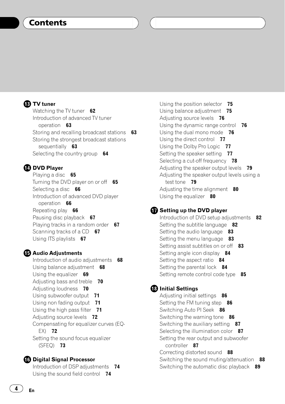 Pioneer AVH-P6500DVD User Manual | Page 4 / 108