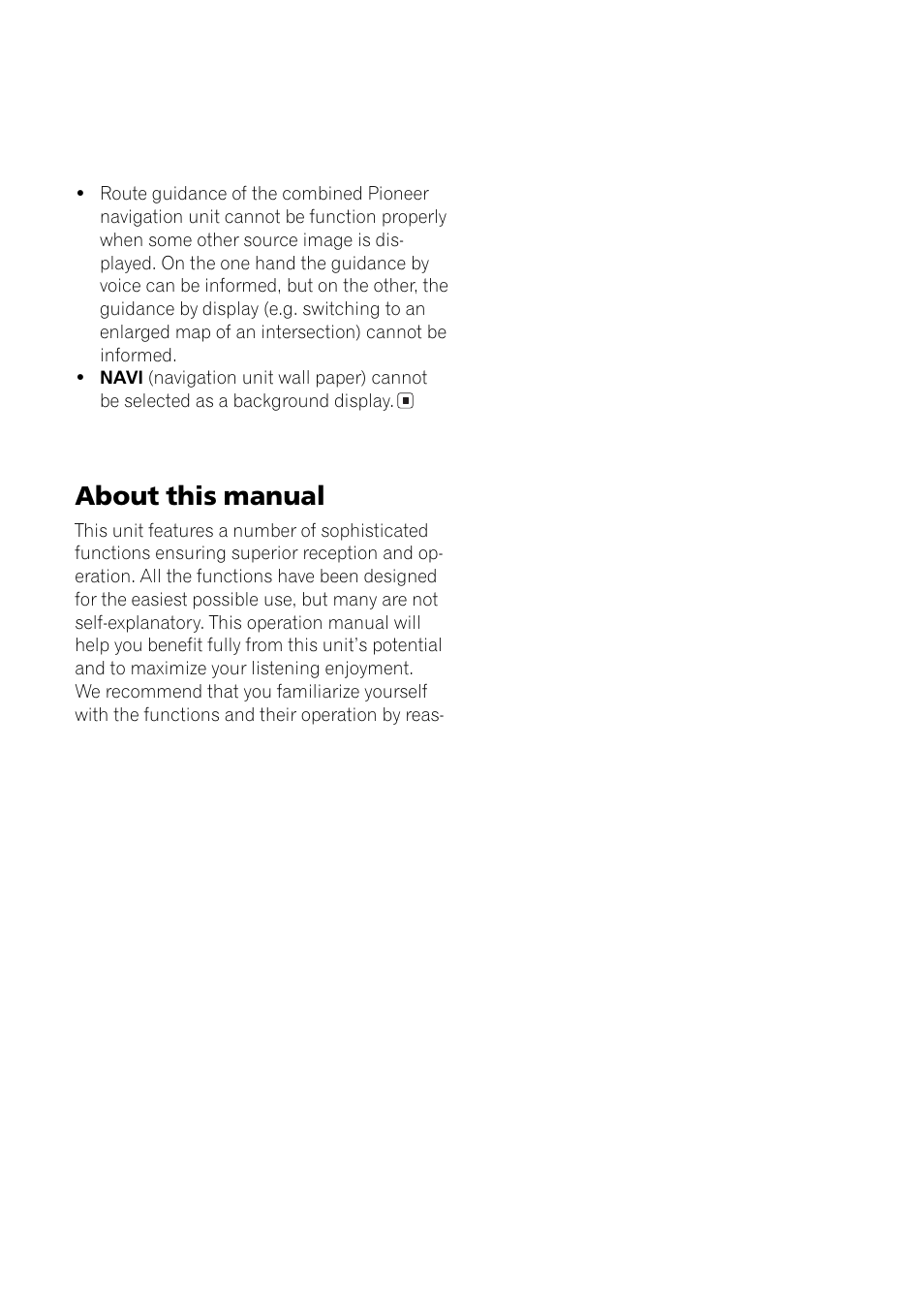 About this manual | Pioneer AVH-P6500DVD User Manual | Page 8 / 108