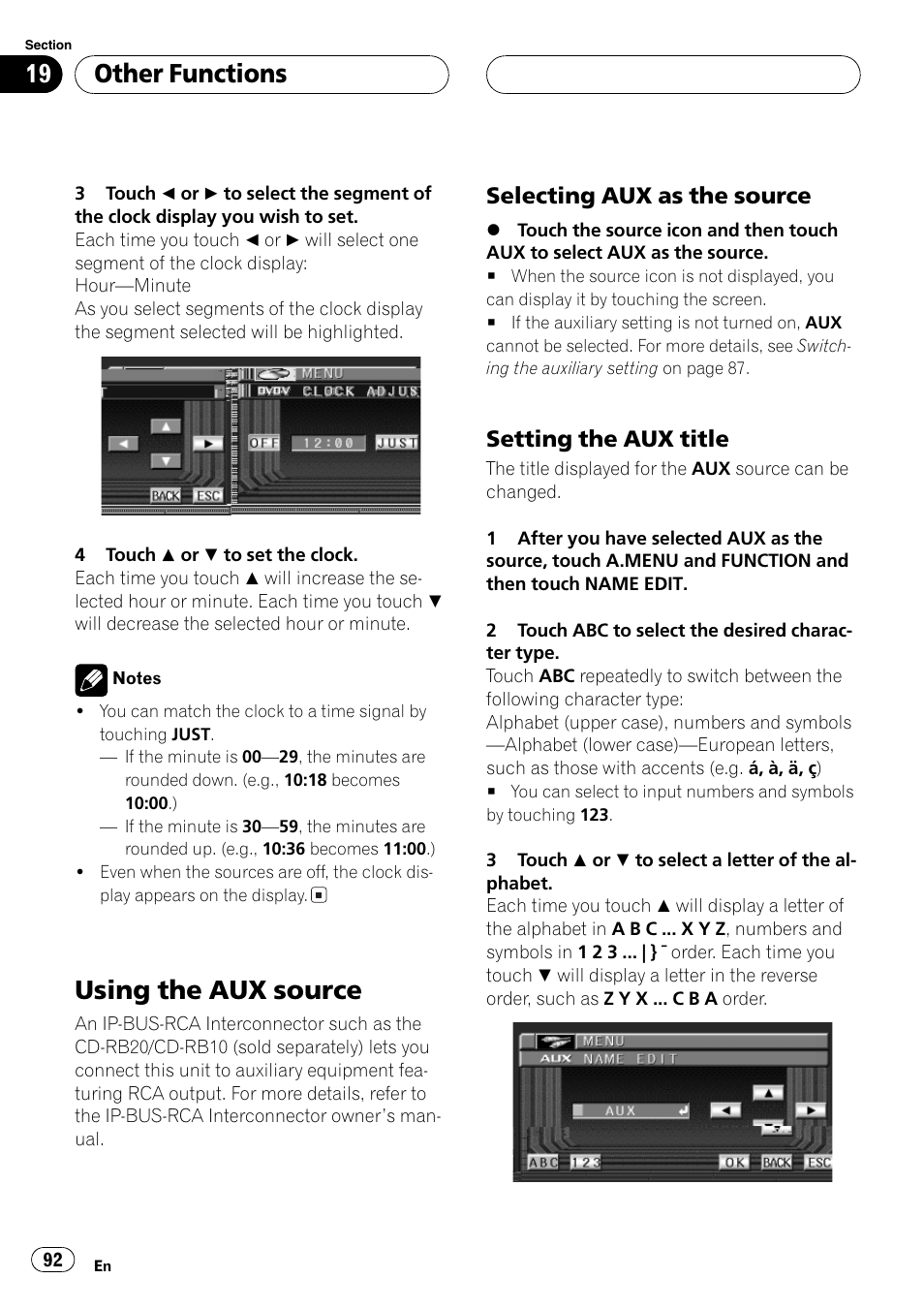 Using the aux source 92, Using the aux source, Other functions | Selecting aux as the source, Setting the aux title | Pioneer AVH-P6500DVD User Manual | Page 92 / 108