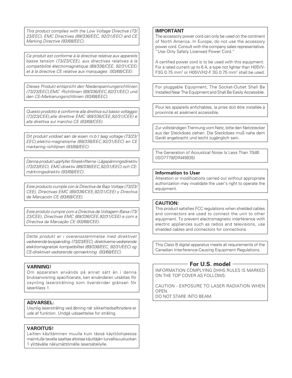 For u.s. model | Pioneer DVD-R Drive DVR-S201 User Manual | Page 2 / 14