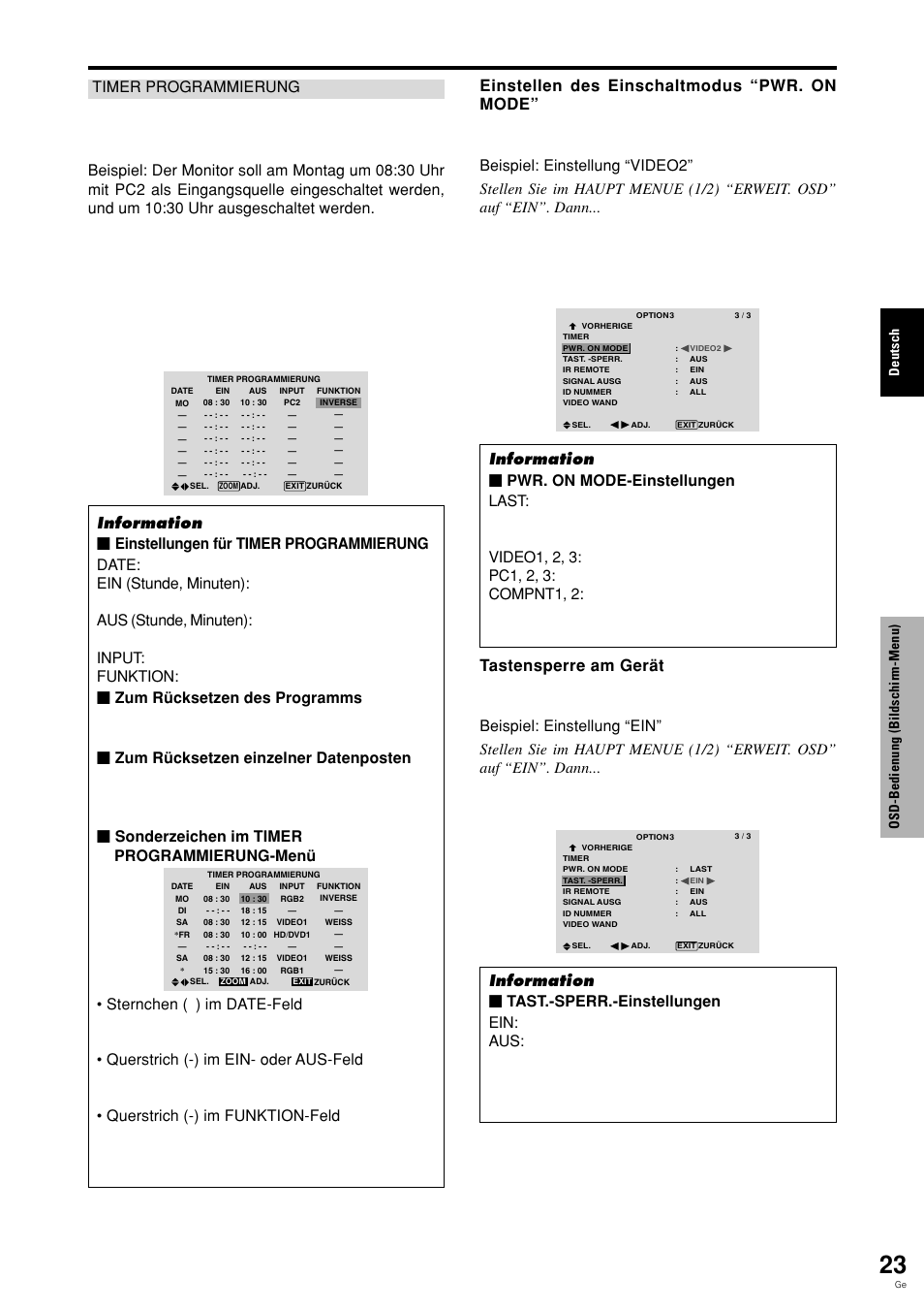 Deutsch, Osd-bedienung (bildschirm-menu) | Pioneer PLASMA DISPLAY User Manual | Page 102 / 266