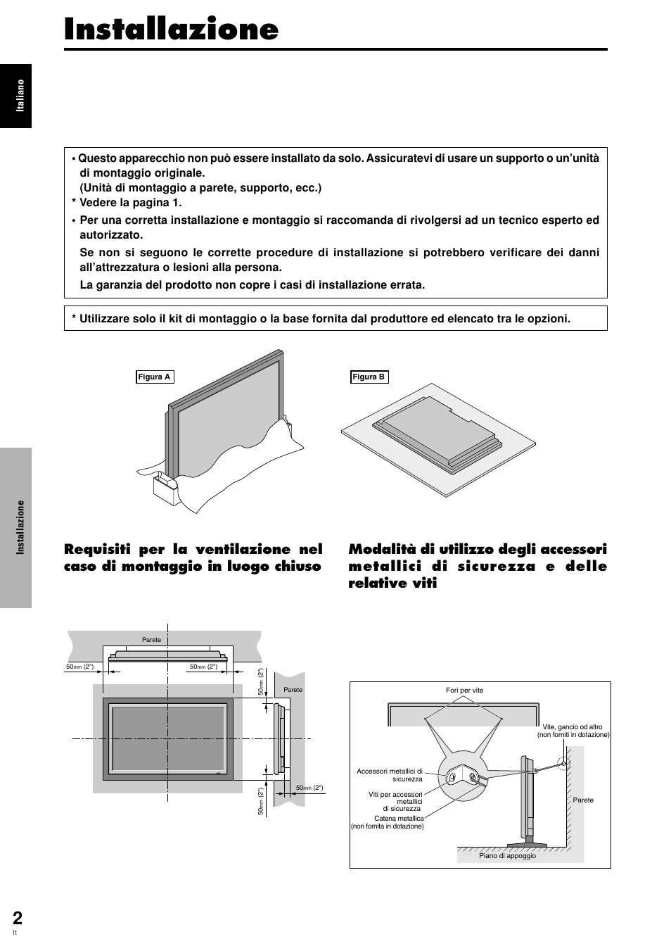 Installazione | Pioneer PLASMA DISPLAY User Manual | Page 119 / 266