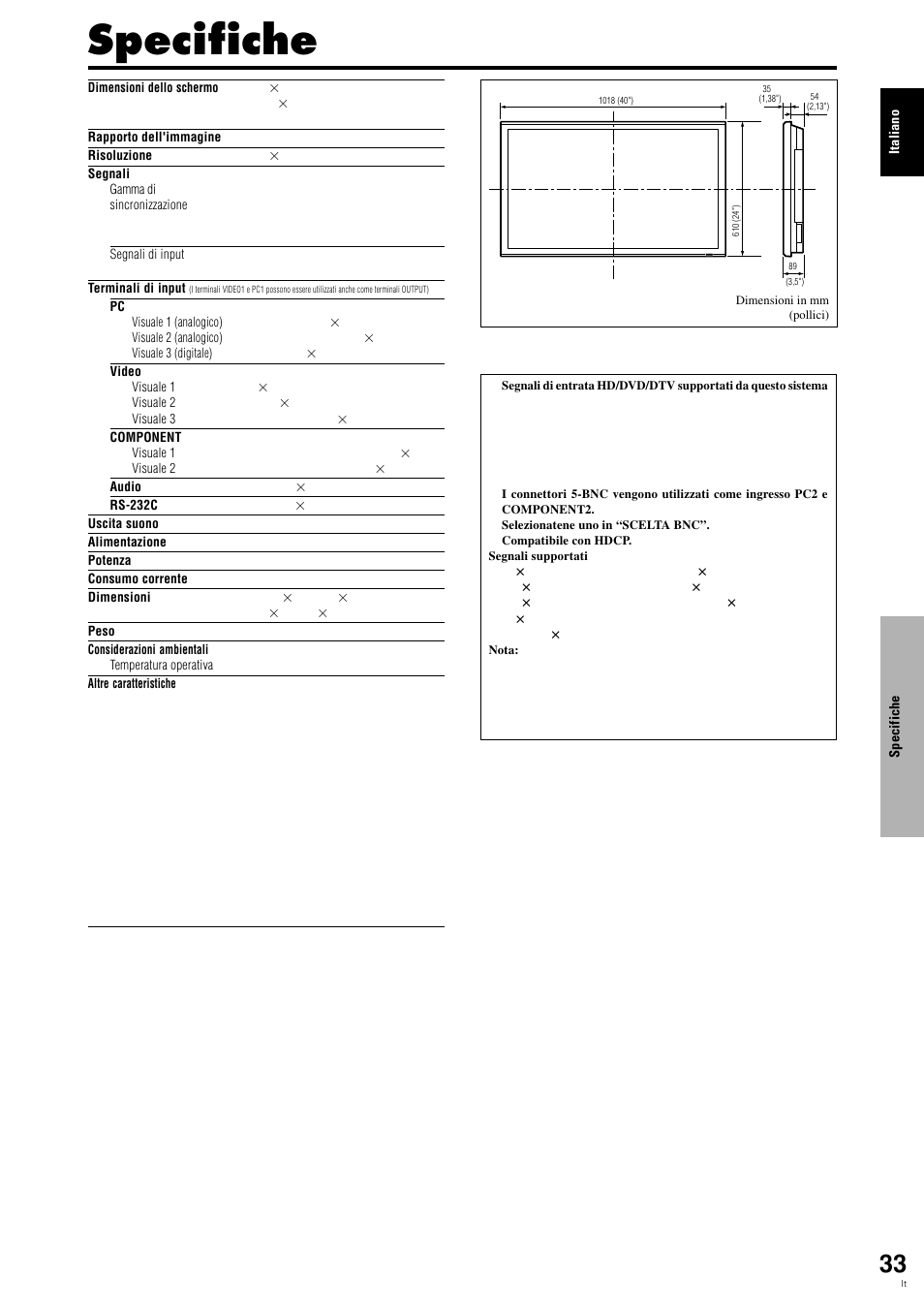Specifiche | Pioneer PLASMA DISPLAY User Manual | Page 150 / 266