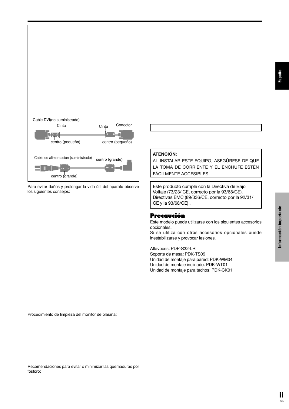 Precaución | Pioneer PLASMA DISPLAY User Manual | Page 154 / 266