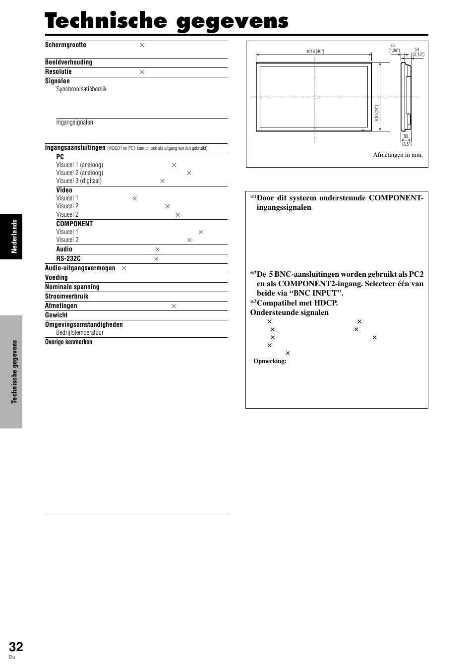 Technische gegevens | Pioneer PLASMA DISPLAY User Manual | Page 263 / 266
